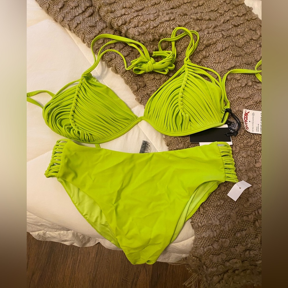 Strappy Lime Green Women's Bikini Set - Unbranded